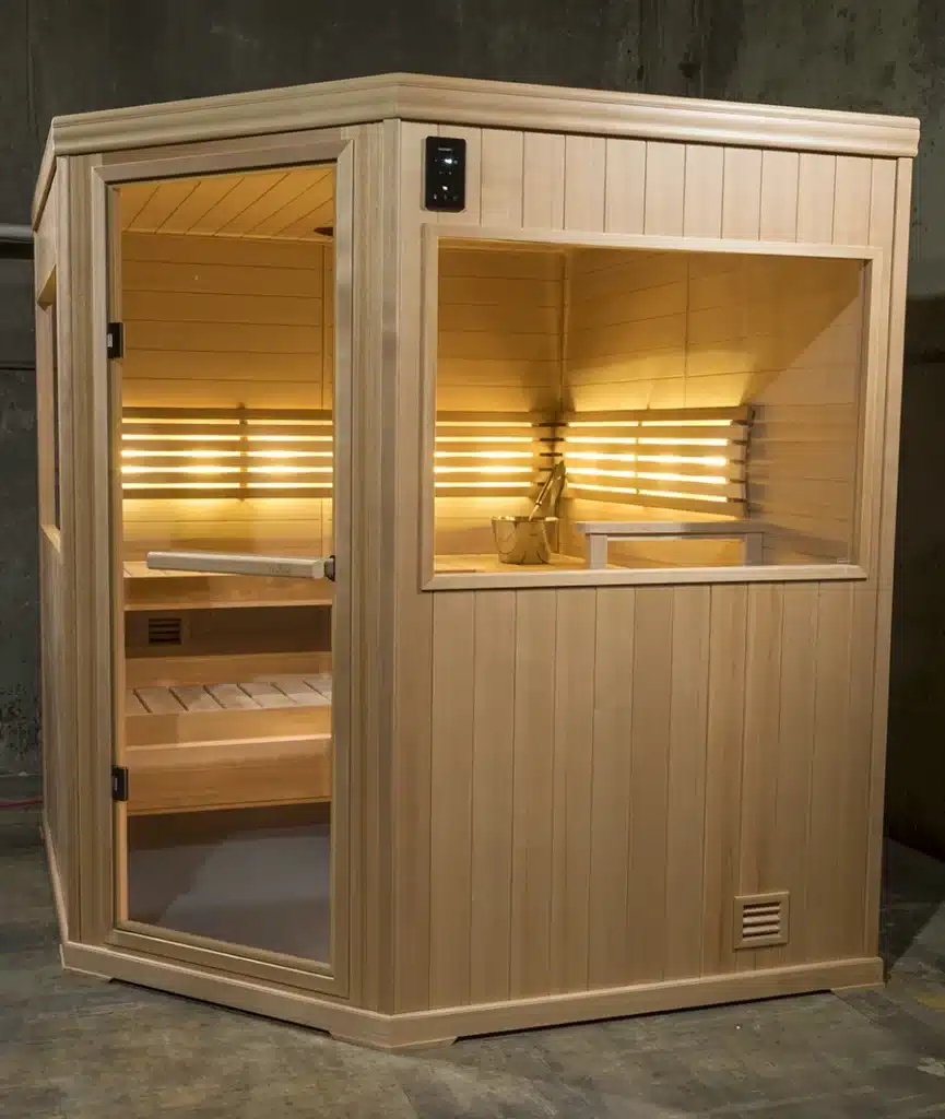 finnleo hallmark 6 x 6 corner traditional sauna