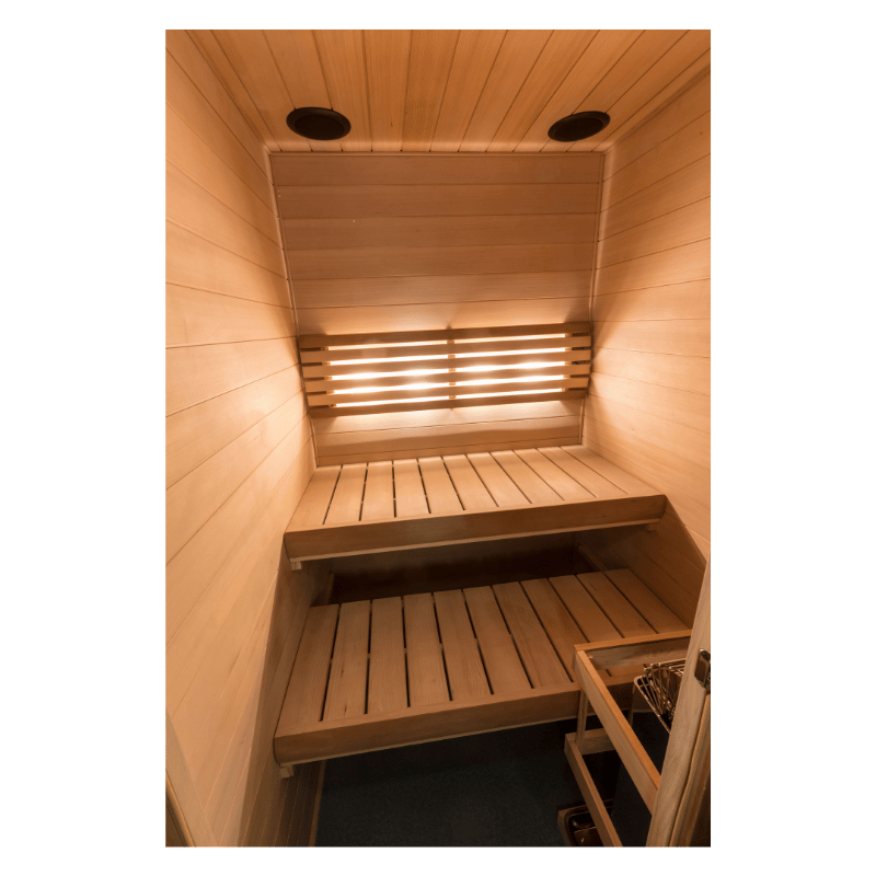 Hallmark 44 - 4'x4' Panel Built Pre Fab Sauna Interior and Lighting View