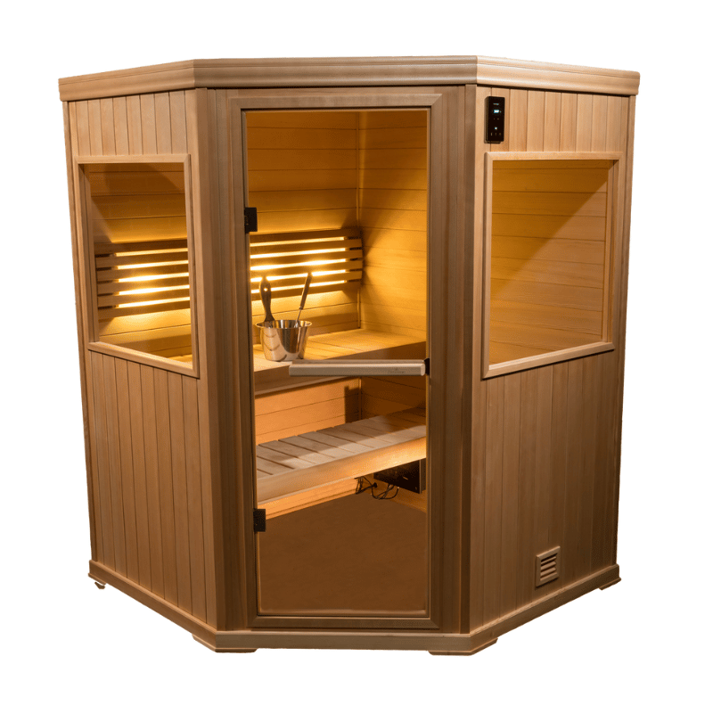 Hallmark 55 - 5'x5' Corner Panel Built Pre Fab Sauna