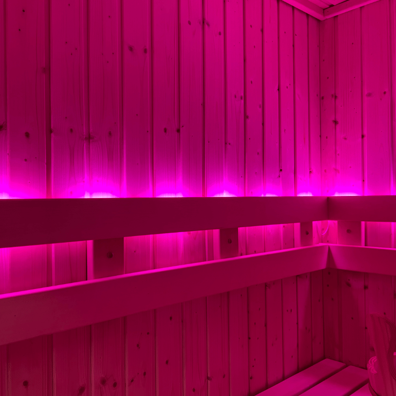 Pink Lighting NorthStar 57 Outdoor 5'x7' Panel Built Pre Fab Sauna