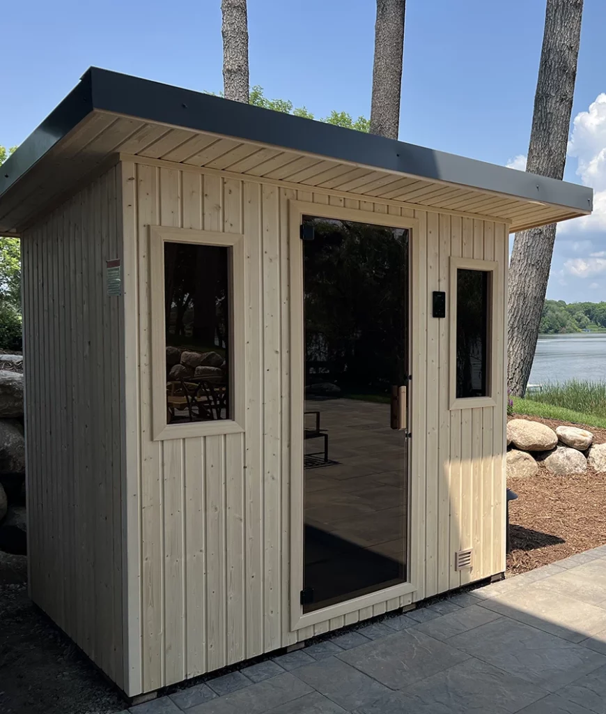 finnleo northstar 5x7 sauna by the lake