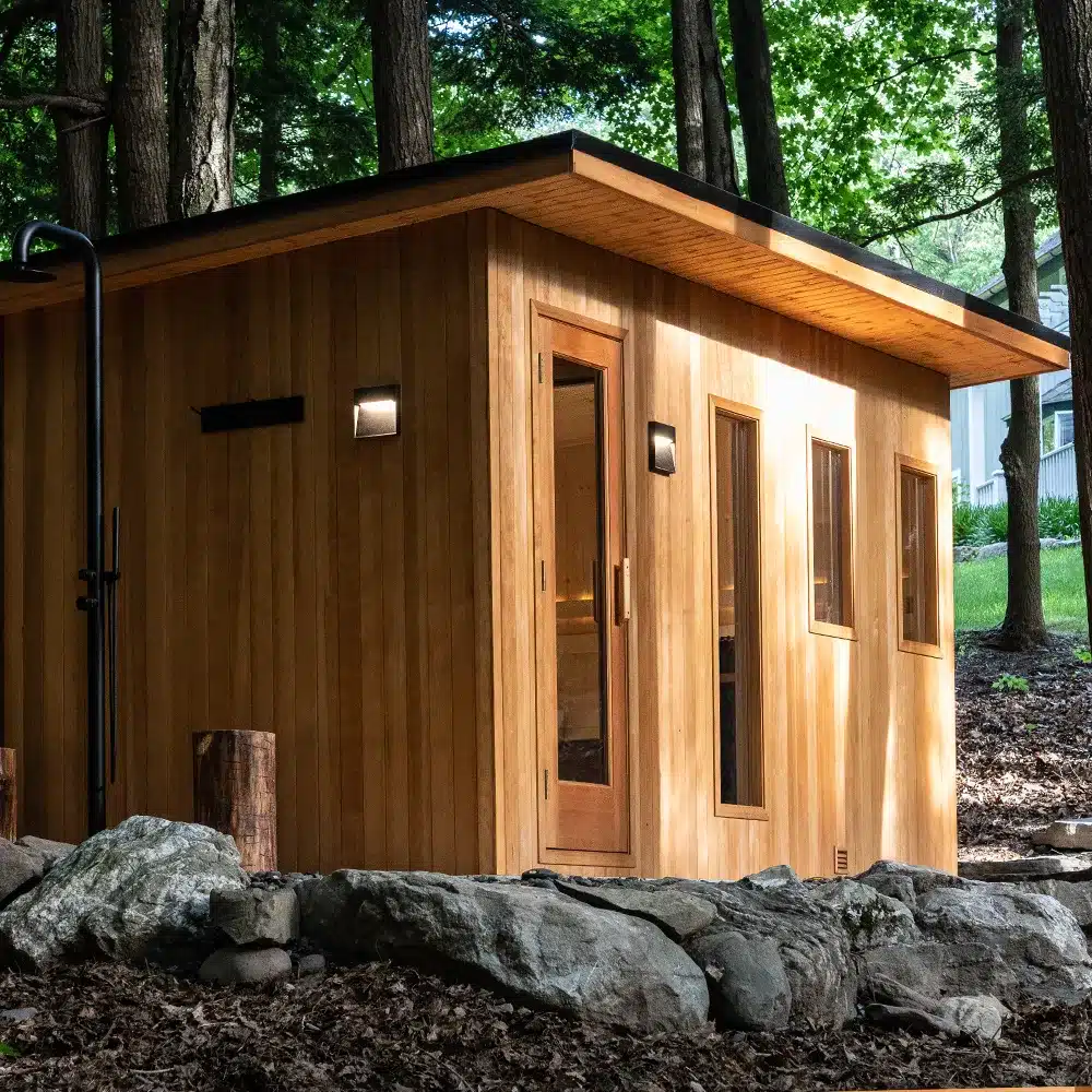 Finnleo euro cedar sauna in woods