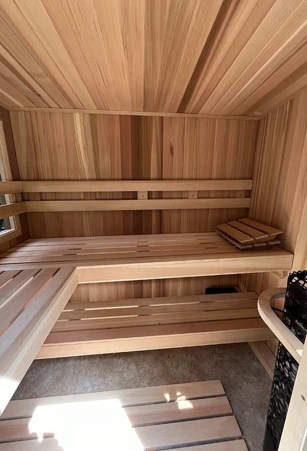 custom finnleo euro sauna with 2bar backrest