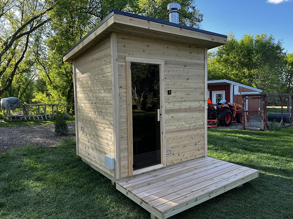 custom knotty cedar woodburning sauna