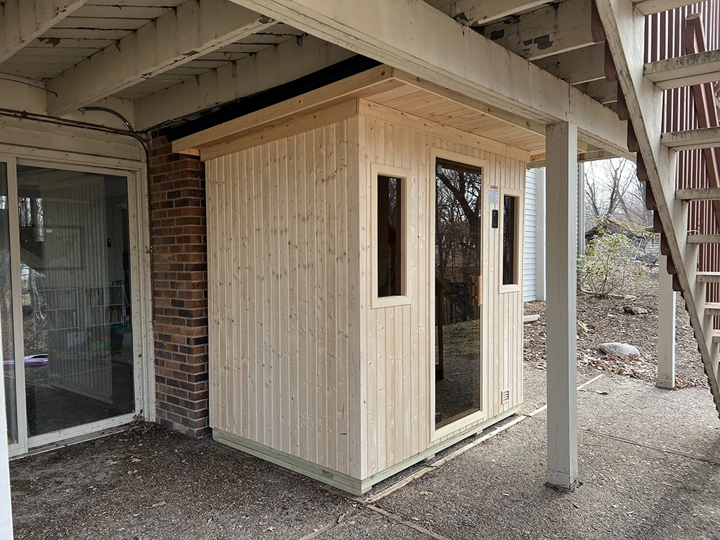 finnleo northstar 5x7 traditional sauna under deck