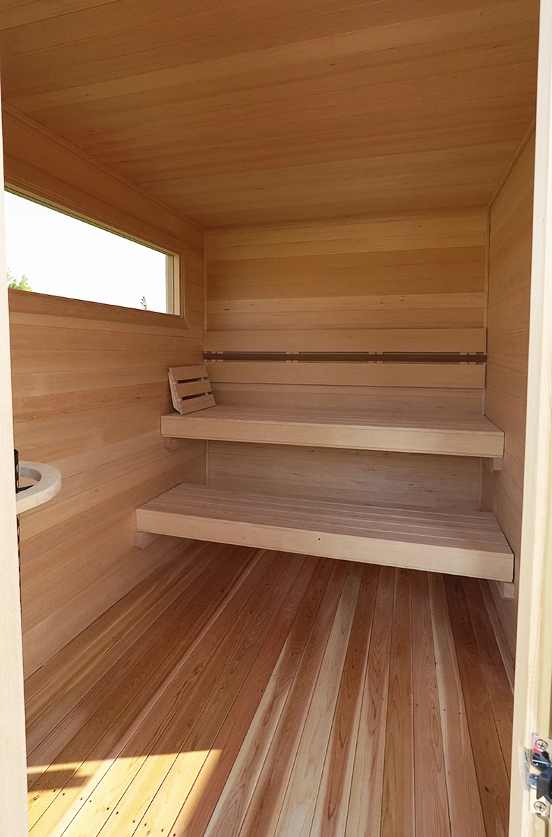 clear canadian hemlock sauna with 3 bar wide heat treated backrest