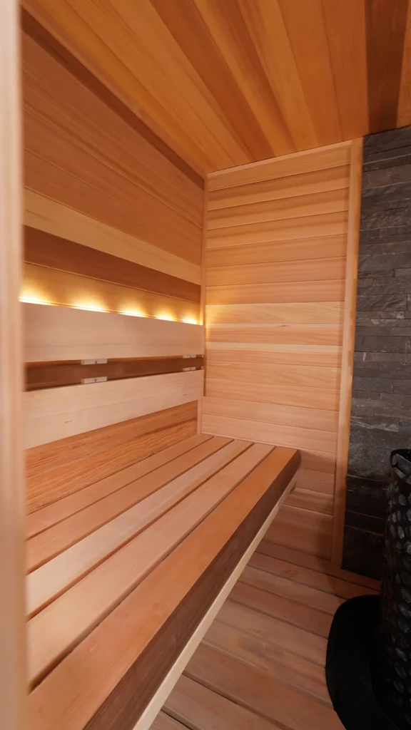 our showroom sauna left bench