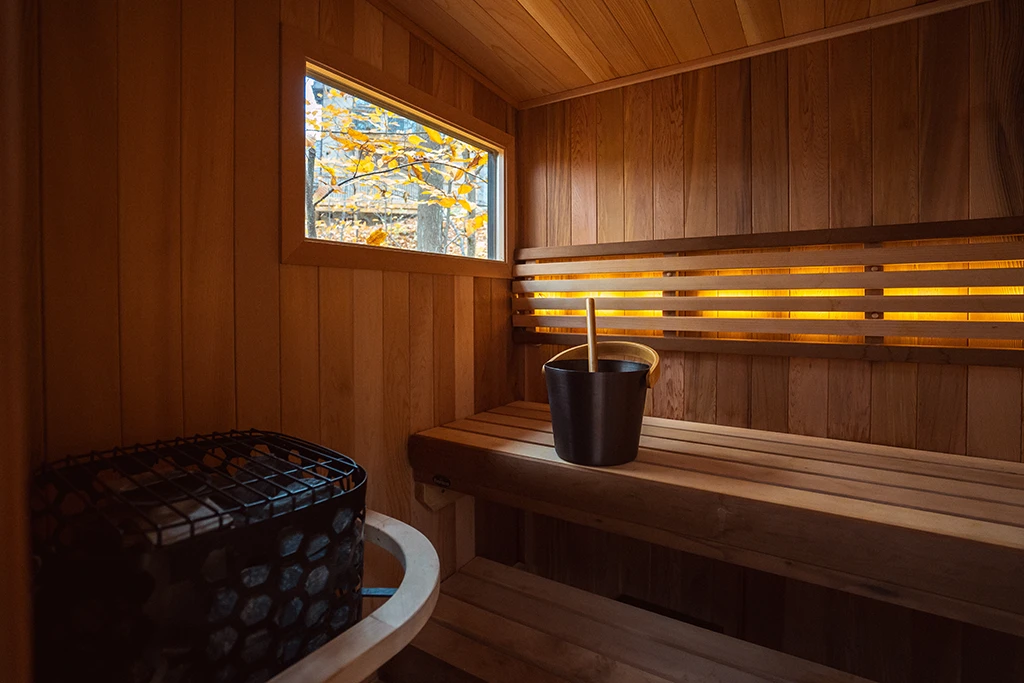 custom finnleo euro sauna interior with cedar