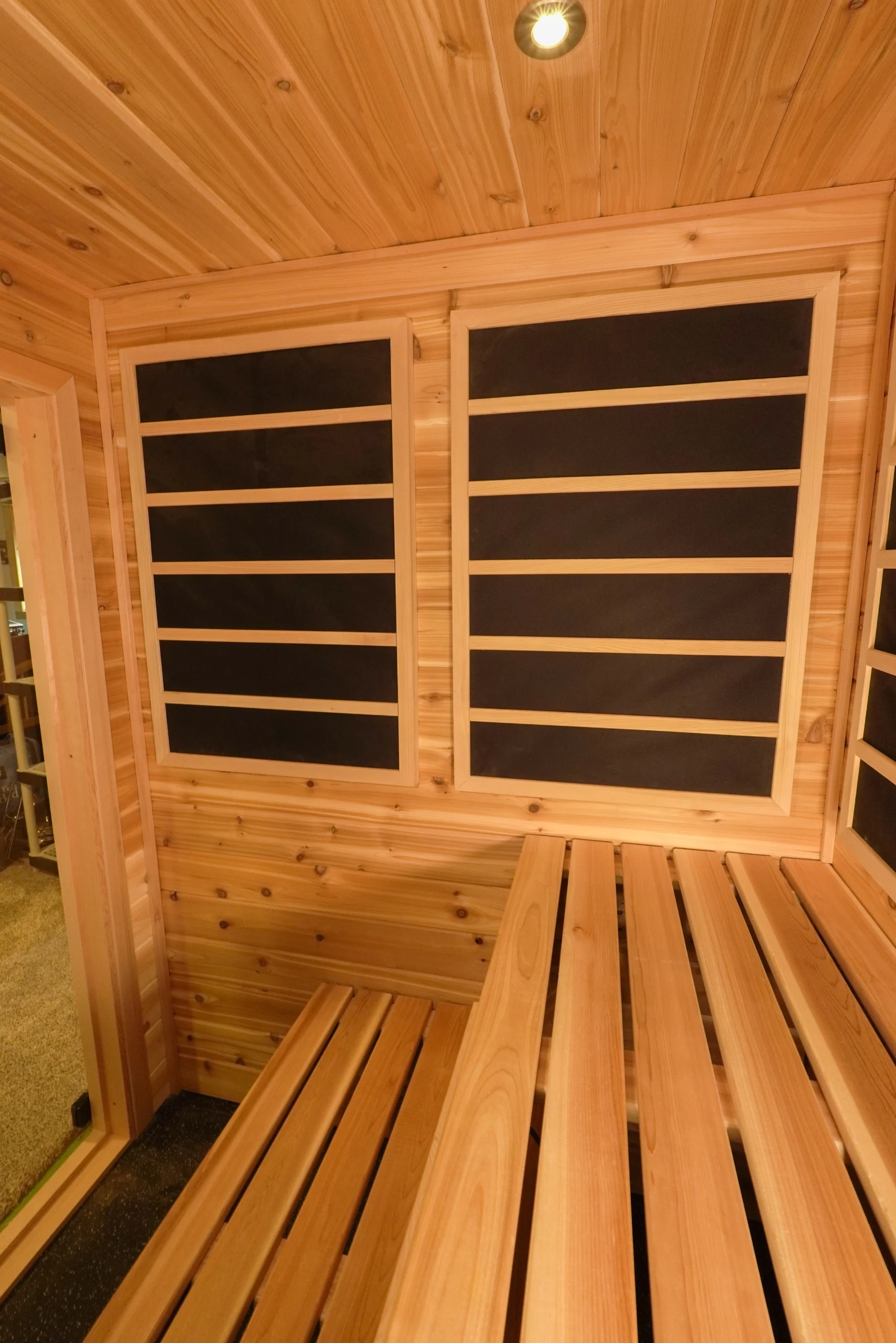 custom hybrid sauna built with knotty eastern white cedar