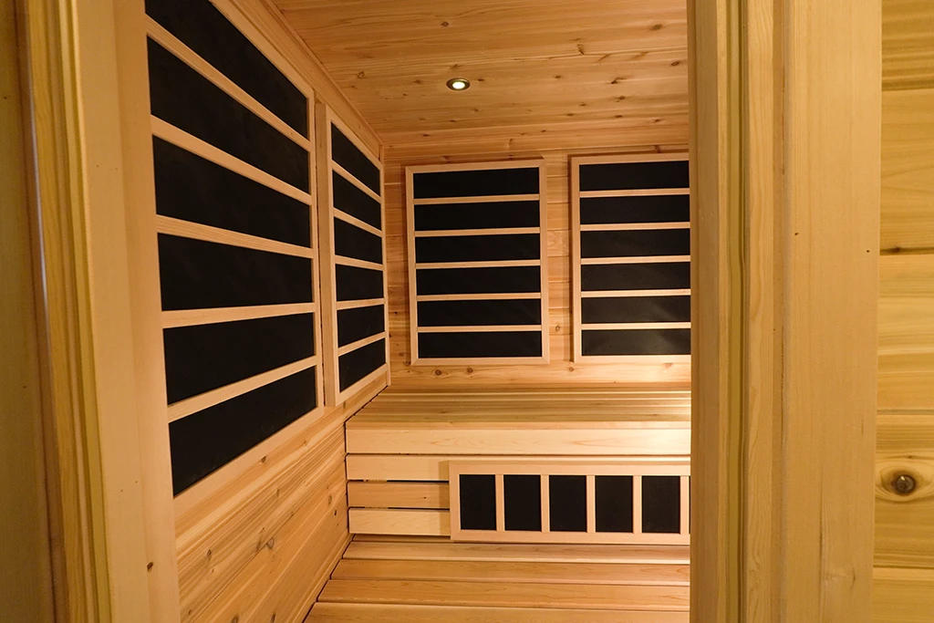 custom knotty cedar hybrid sauna