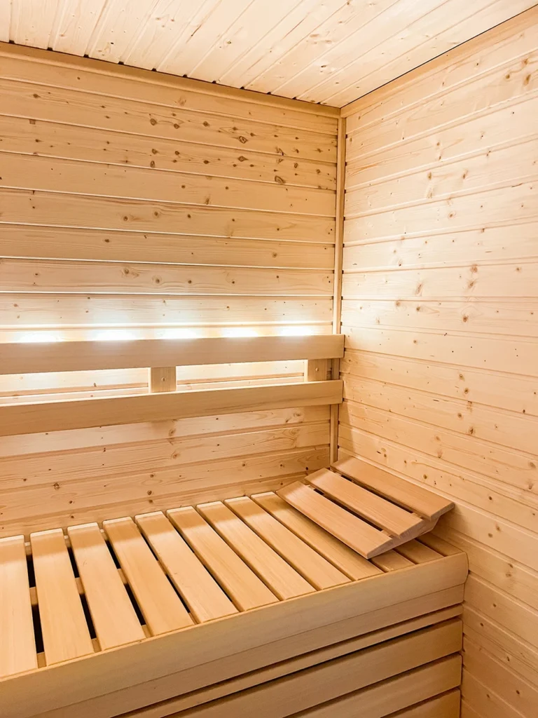 custom nordic spruce sauna with abachi backrest