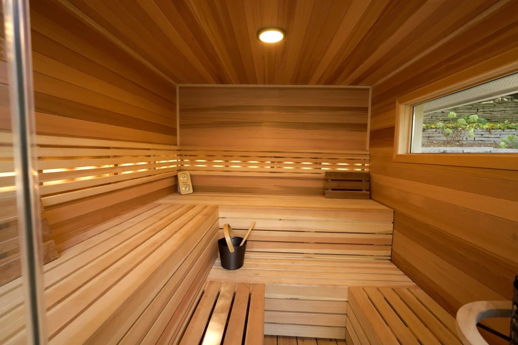 custom cedar sauna interior