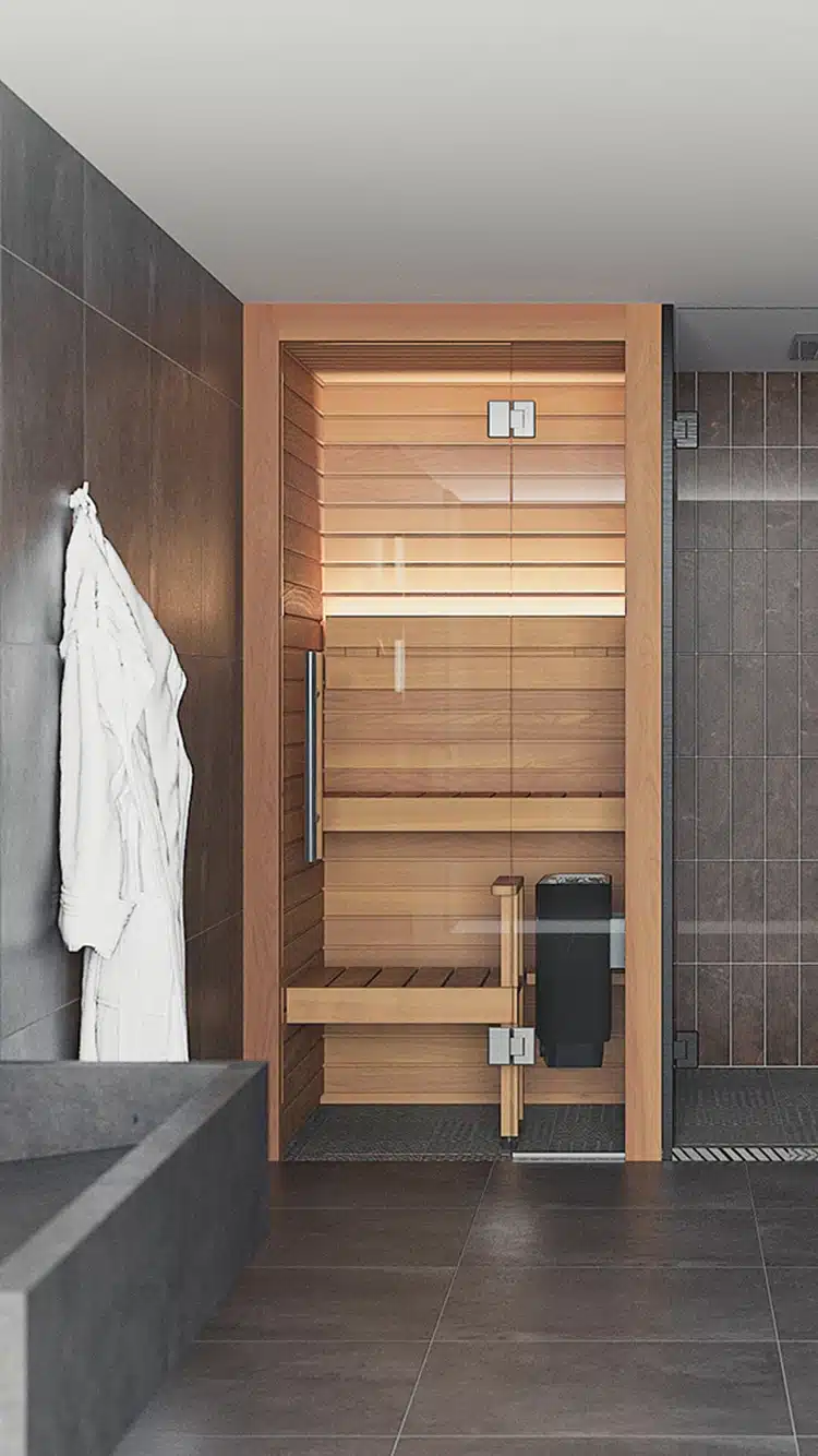 cala mini thermo-aspen sauna in bathroom