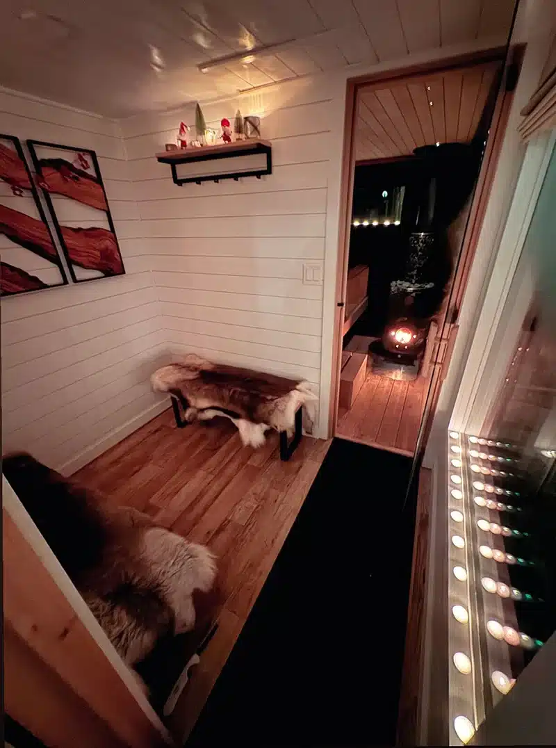 custom changing room in the sauna