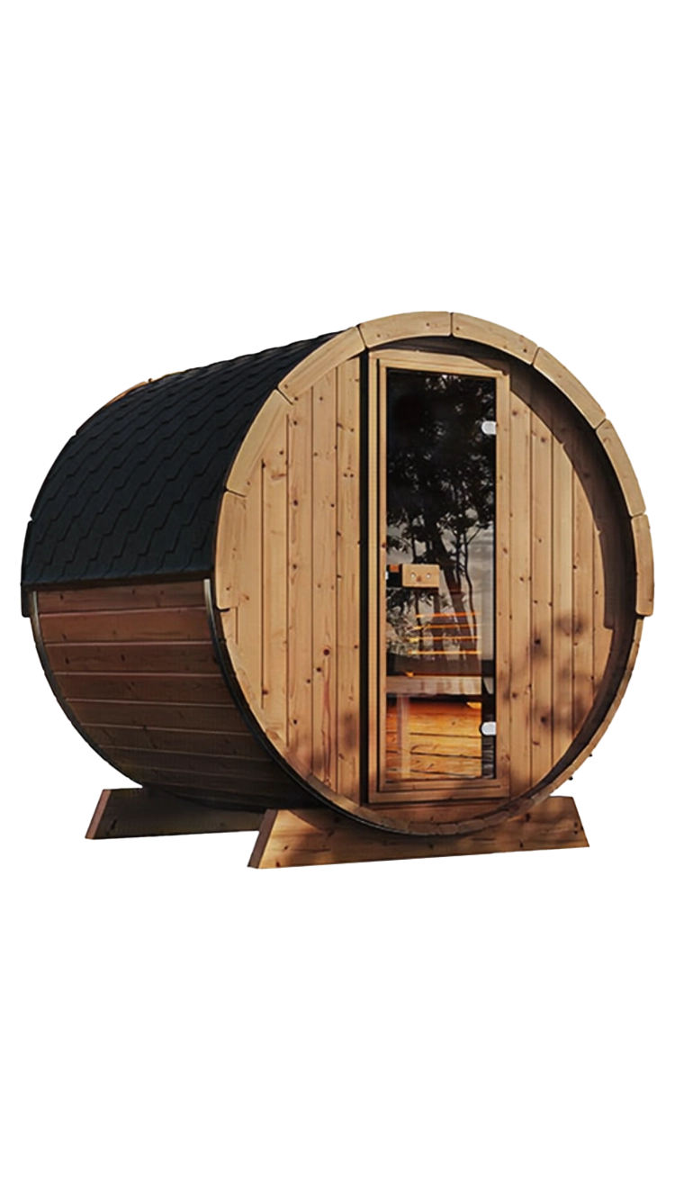 finsauna reviva 300 barrel sauna front