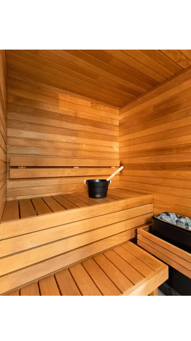 interior of cala wood traditional sauna