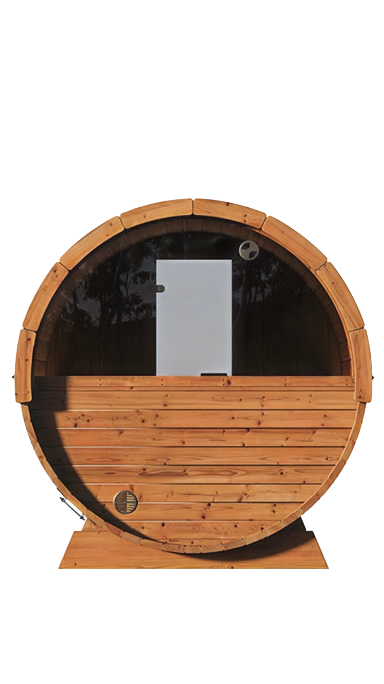 reviva 600 rear window barrel sauna