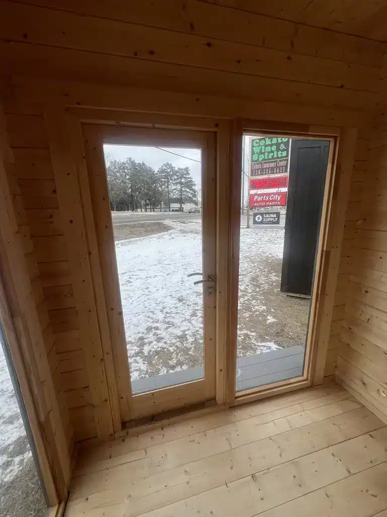 vivida 600 sauna interior front door and window