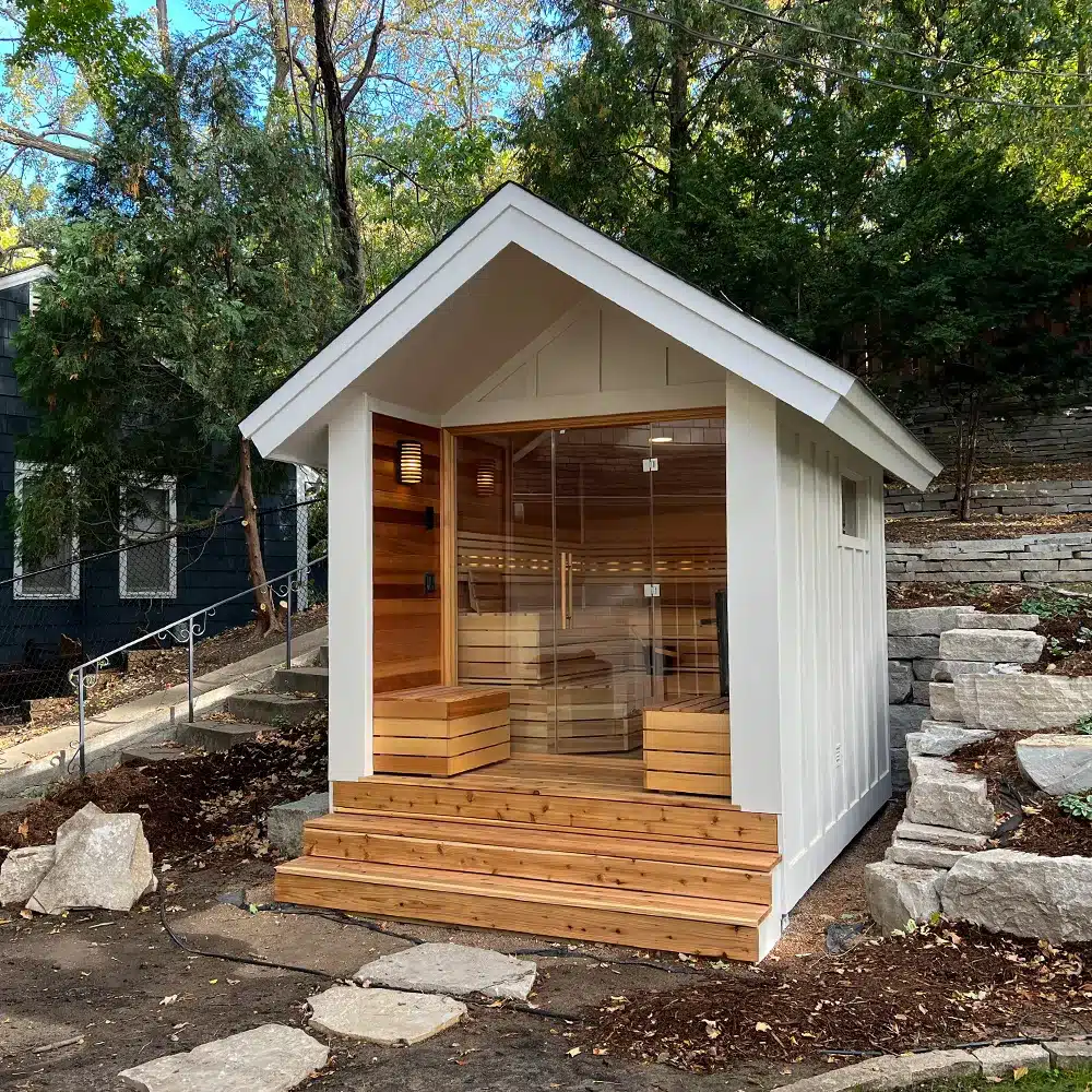 A custom sauna we built in the twin cities of Minnesota. Beautiful clear western red cedar traditional sauna.