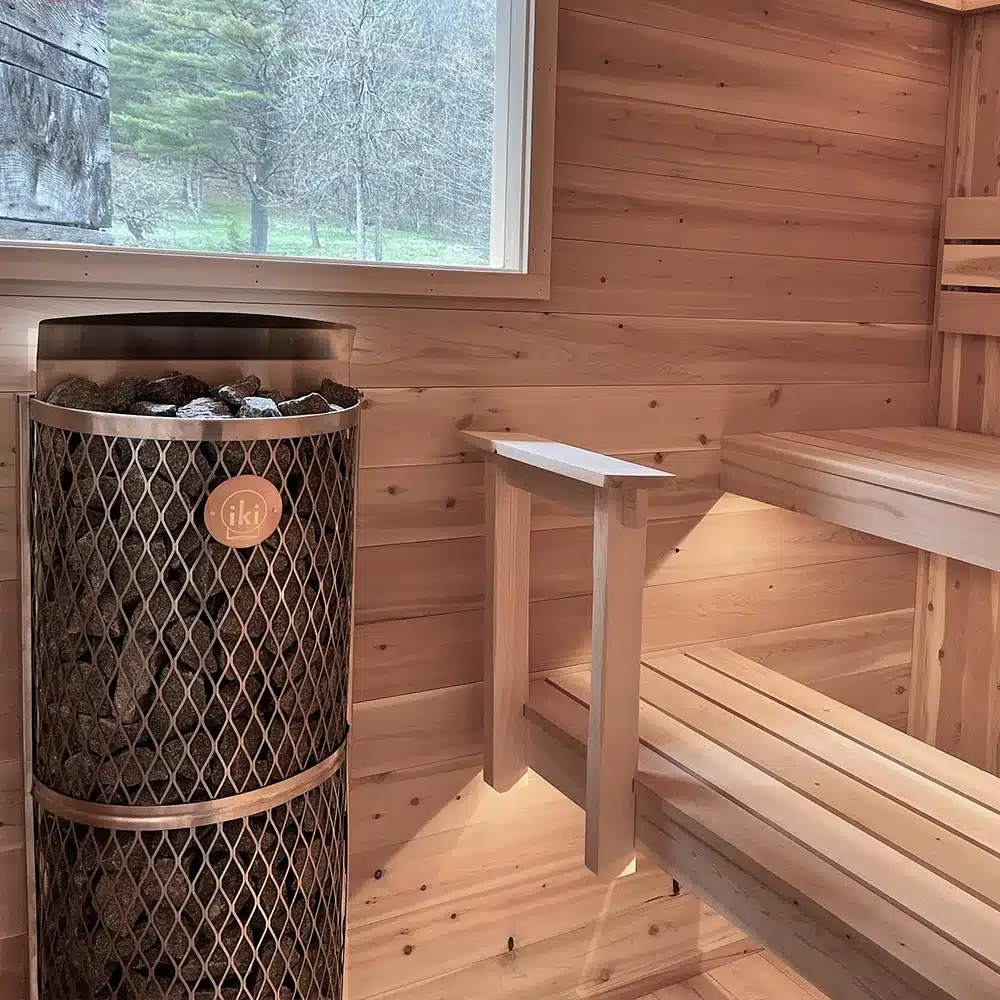 iki wall electric sauna heater in outdoor sauna