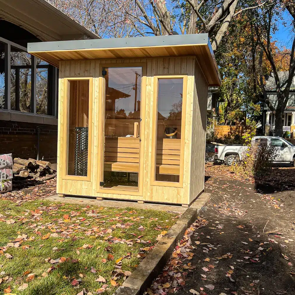custom 5x7 outdoor euro with clear cedar bench skirts