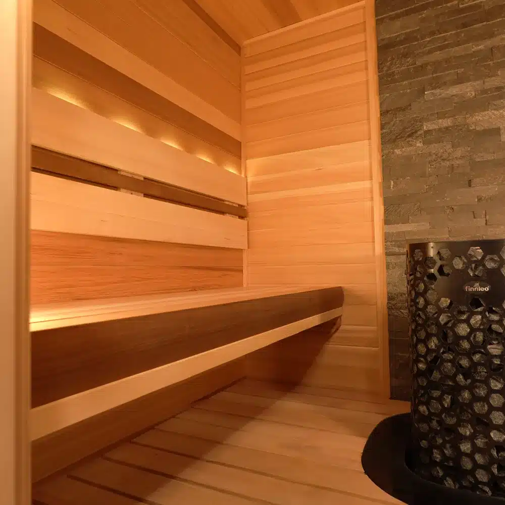 custom clear cedar sauna built at our cokato mn sauna supply co showroom