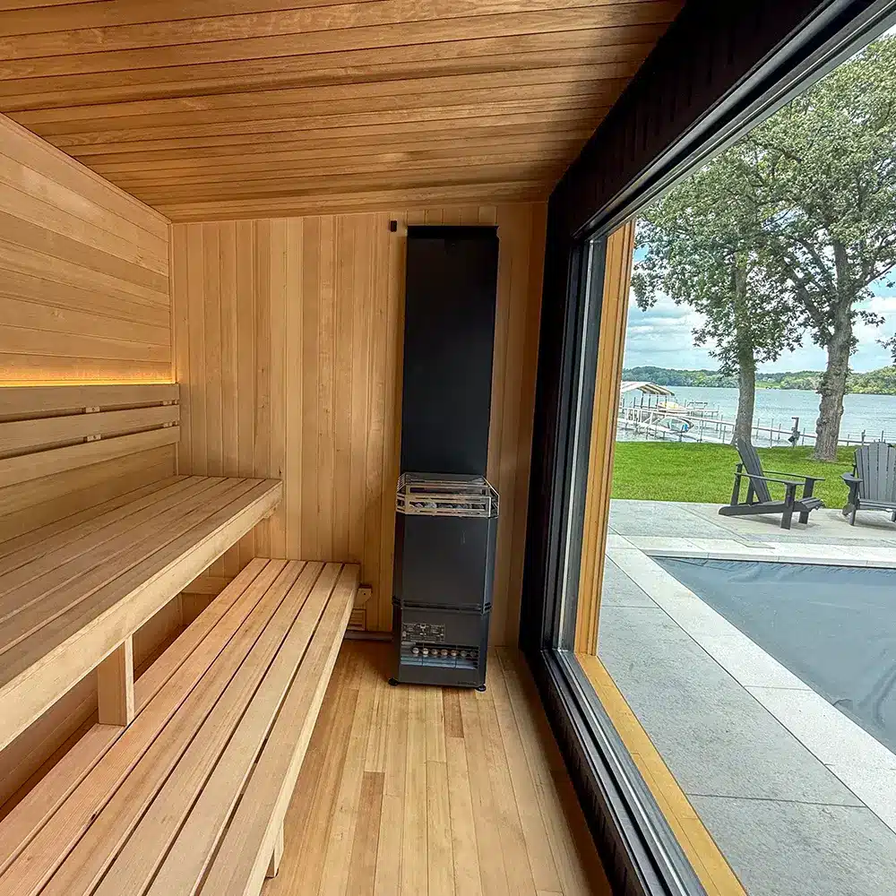 amazing hemlock custom-built sauna on lake Minnetonka in MN by sauna supply company