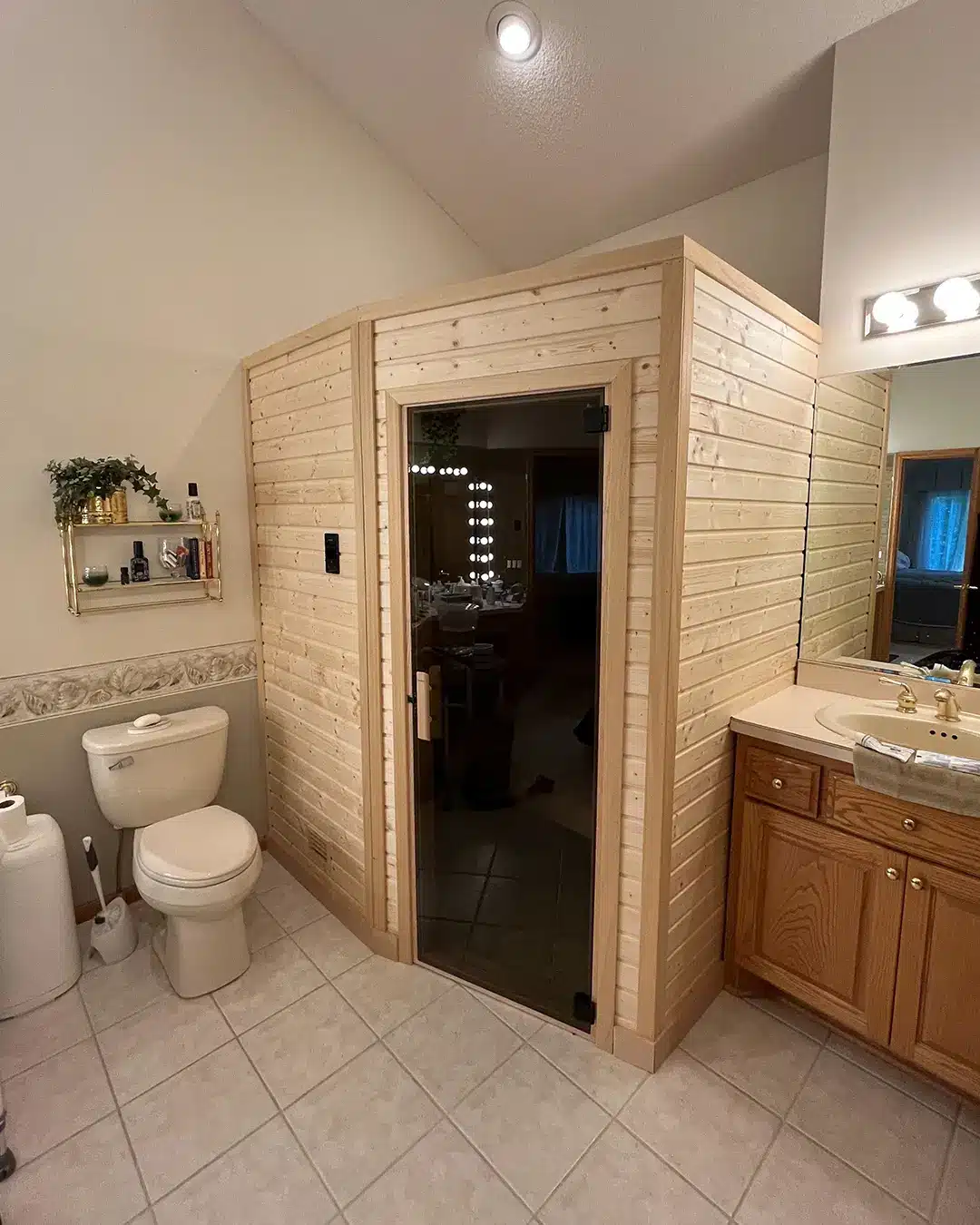 custom nordic spruce sauna in bathroom minneapolis