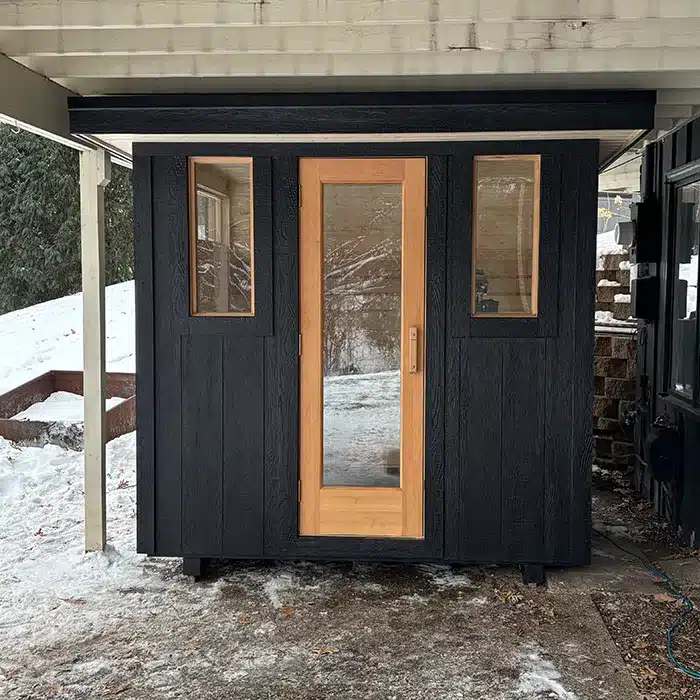 5x7 origin outdoor sauna under deck front angle