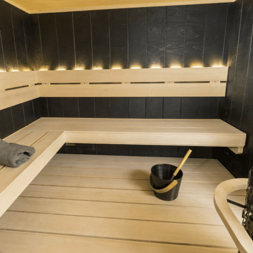 Centurion Finnleo Panel Built Sauna Interior View - Sauna Supply Co